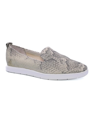 ZAPATOS DE MUJER SLIP ON MARCA FRANCO SARTO COLOR GRIS CON PRINT PIEL DE CULEBRA SUELA BLANCA